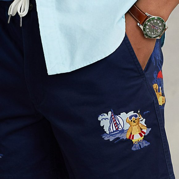 Polo Ralph Lauren Men's Polo Bear 6" Stretch Classic Fit Prepster Shorts Navy - Picture 4 of 6